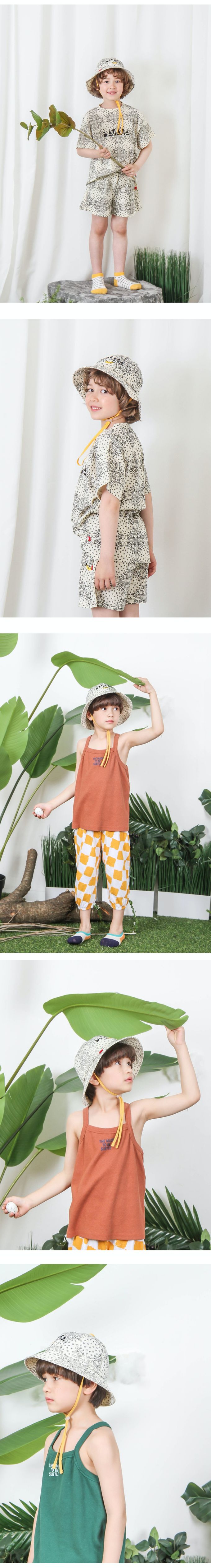 韓國 Babyblee - 正韓製圖騰紋繫帶兒童漁夫帽