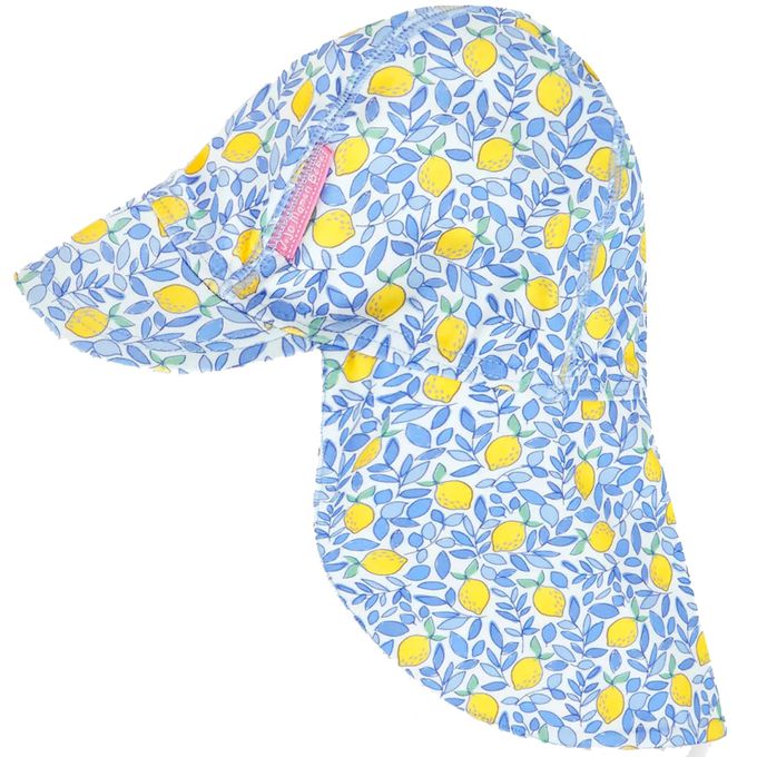 英國 JoJo Maman BeBe - 嬰幼兒/兒童泳裝戲水UPF50+防曬護頸遮陽帽-夏日檸檬