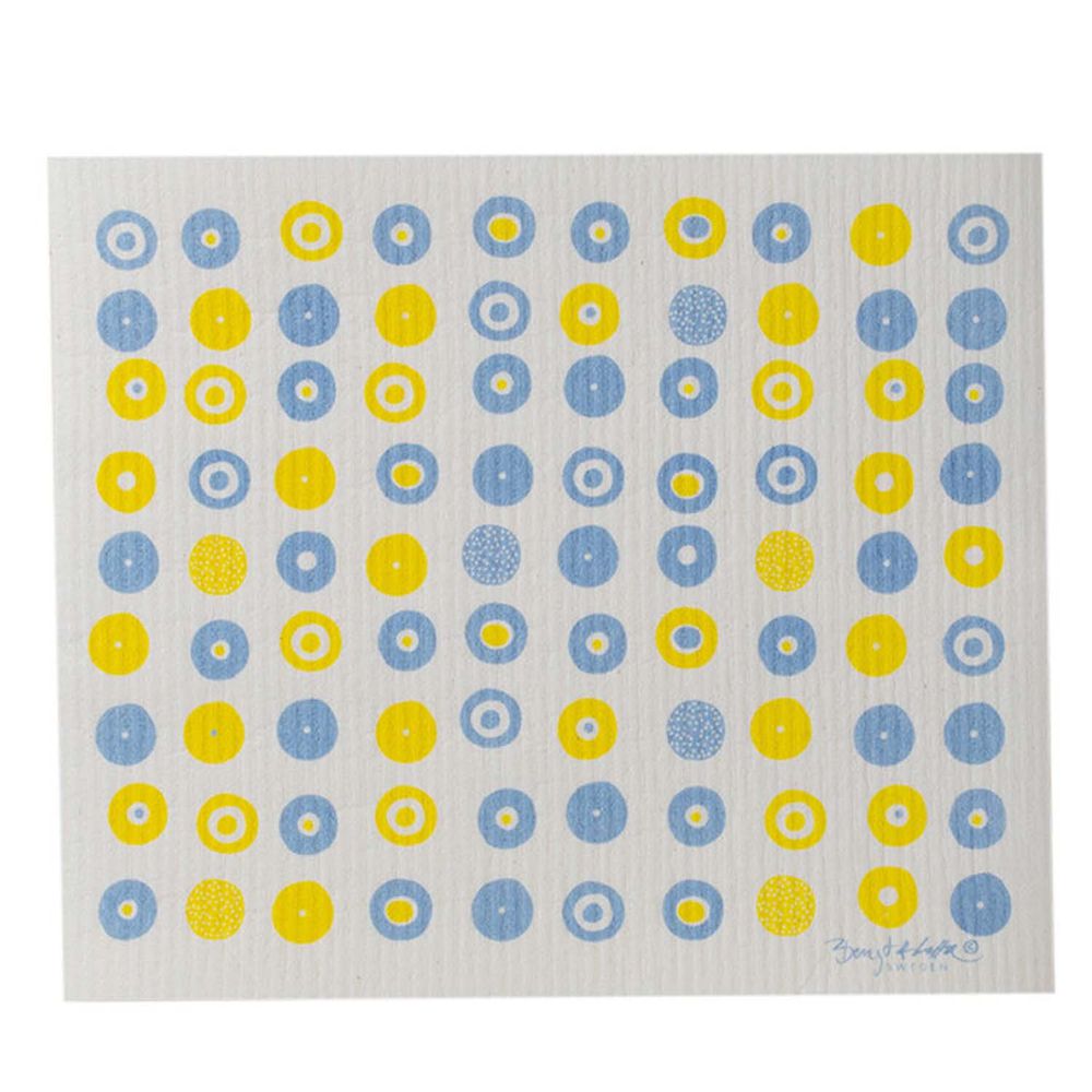 日本代購 - 德國製 北歐風環保高吸水海綿抹布/吸水巾-幾何波點-黃 (L(30.4x25.7cm))