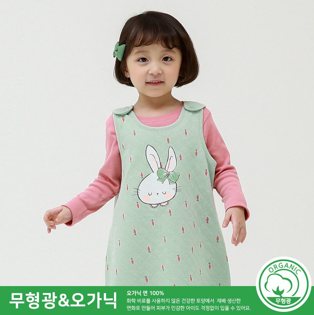 韓國 Ppippilong - 有機棉鋪棉保暖防踢被-薄荷小兔