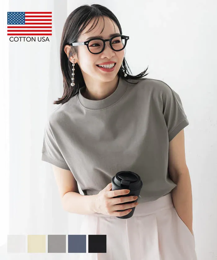 日本 COCA - 100%美國棉 厚磅短袖上衣-立領-黑