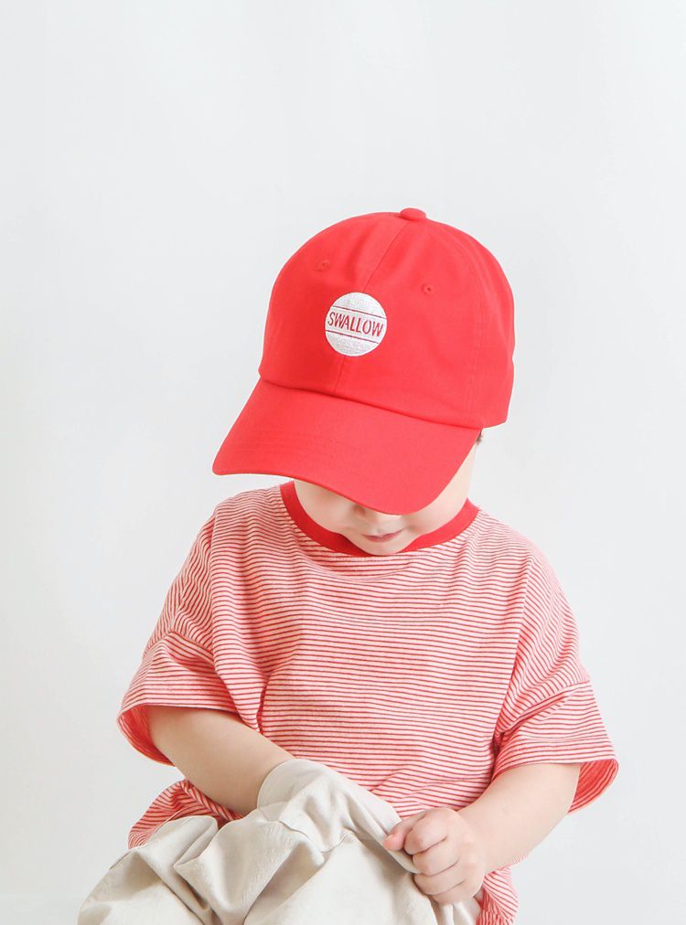 韓國 Babyblee - 字母徽章純色棒球帽-杏 (頭圍：51-55cm)