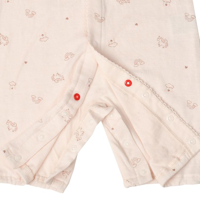 akachan honpo - 長袖蓬鬆有機棉連身衣-粉紅色 (50～70cm)