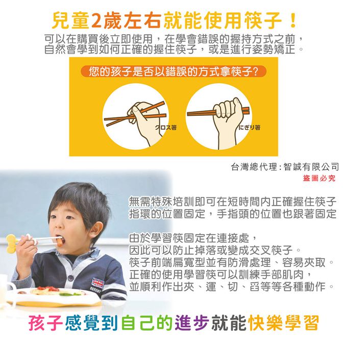 日本 EDISON mama - 學習筷-右手-乳牛藍 (適2歲~入園前)