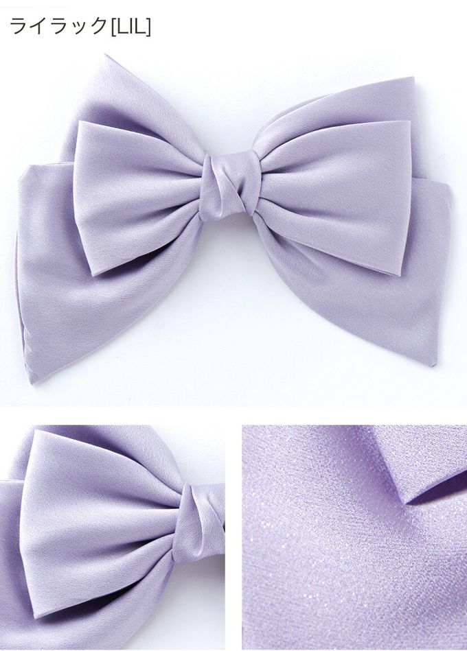 日本 Catherine Cottage - 夢幻光澤蝴蝶結緞帶髮夾-黑