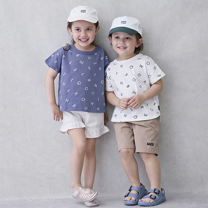 日本 petit main - [低價]接觸冷感 滿版印花短袖上衣-恐龍-橘紫