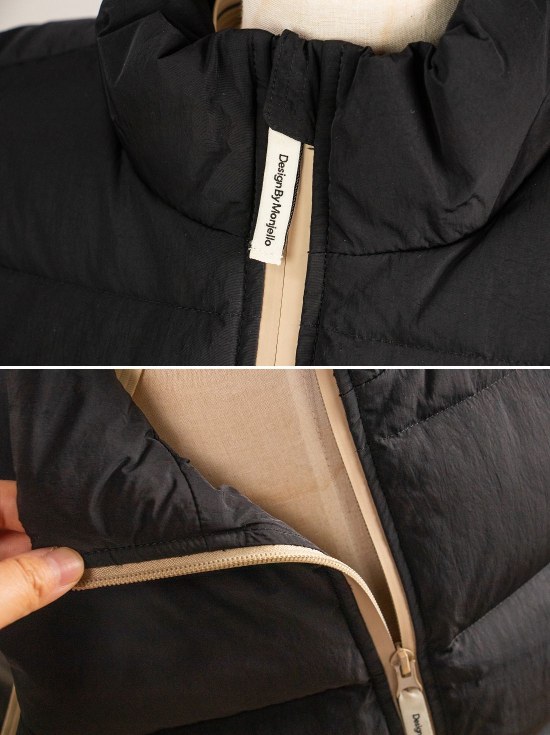 韓國 MONJELLO - (100%鴨絨)雪國來的長版羽絨外套-黑