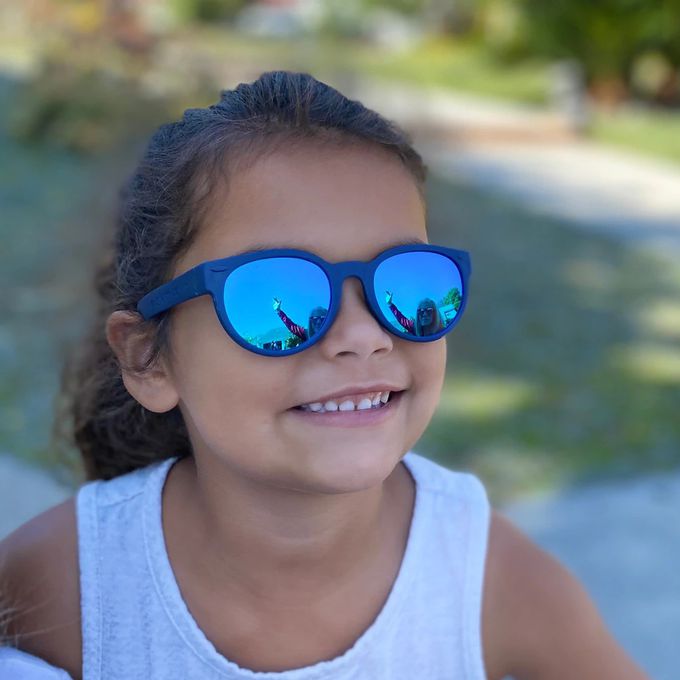 美國 Roshambo - 繽紛視界 時尚墨鏡-圓框-兒童款-海軍藍(偏光紫) (5-12Y)