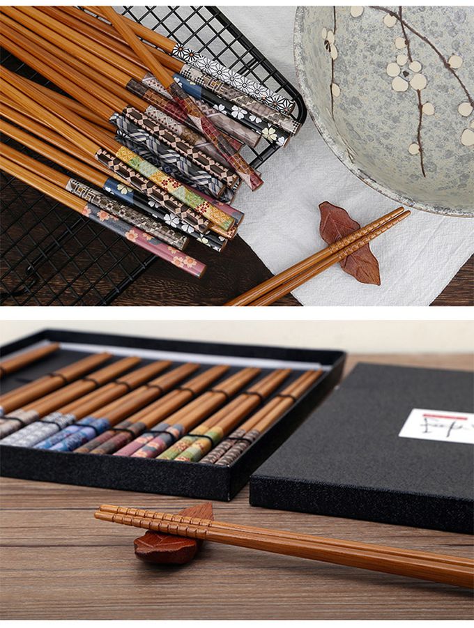 日本石田ISHIDA - 日本製日式和風尖頭天然木筷10雙(盒裝)