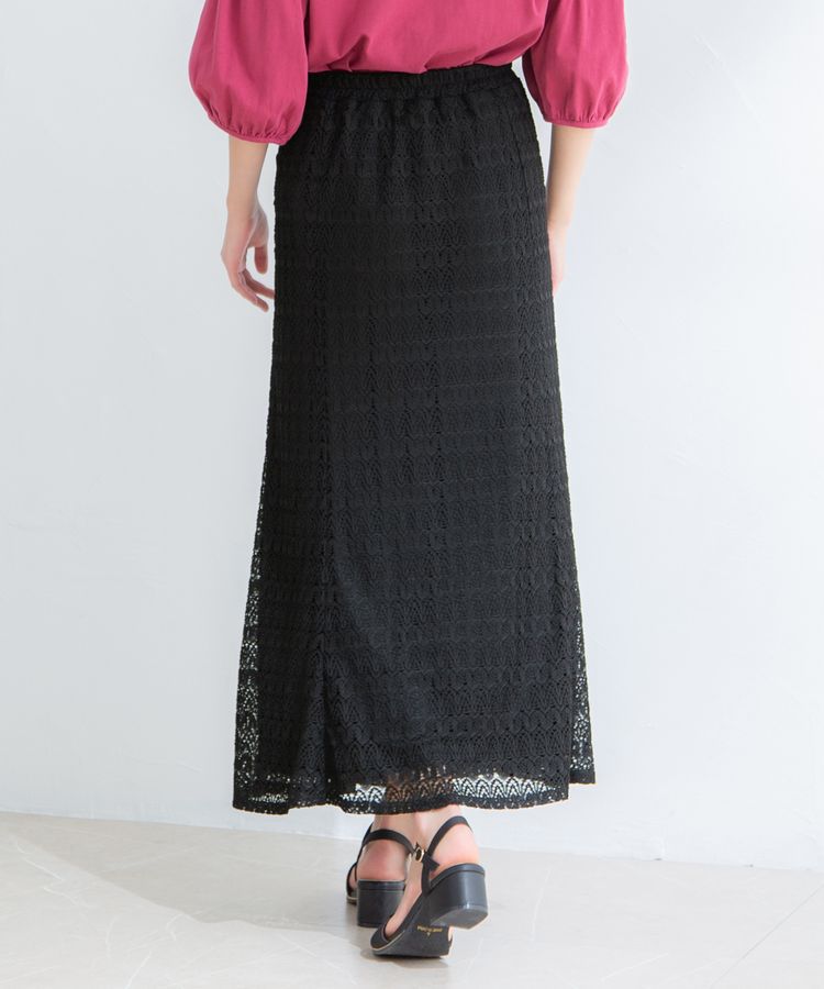 日本 Honeys - 蕾絲雕花魚尾長裙-米