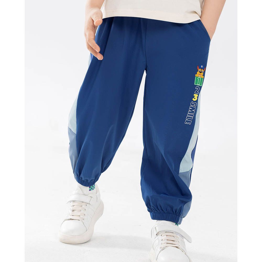 卡通汪汪隊輕薄透氣防蚊褲/空調褲-卡通人物阿奇-拼色藍