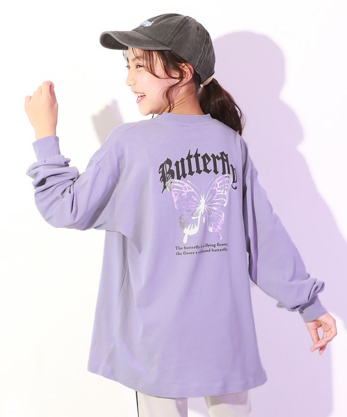 日本 devirock - DANCE 純棉舒適寬版長袖上衣-手臂玫瑰-白