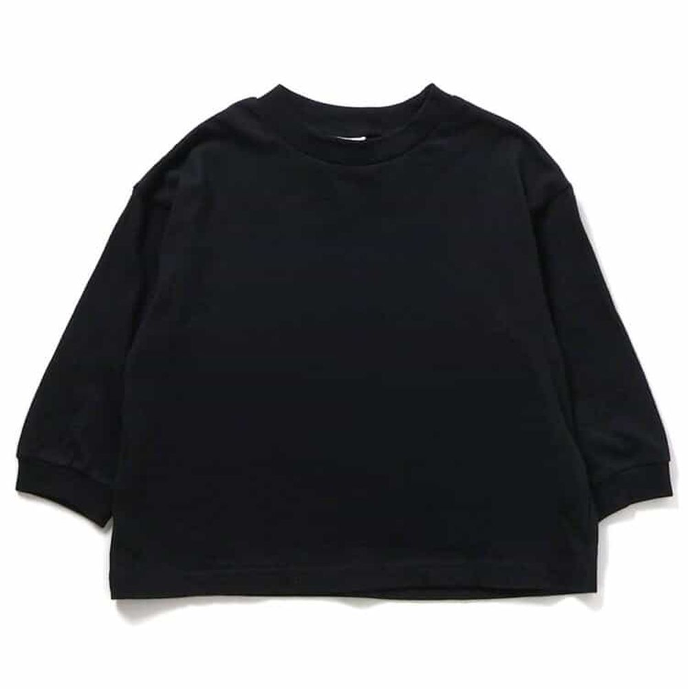 100%棉 定番款長袖上衣-素面-黑