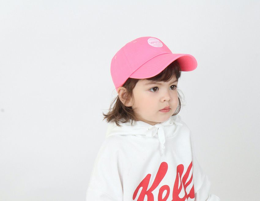 韓國 Babyblee - 字母徽章純色棒球帽-杏 (頭圍：51-55cm)