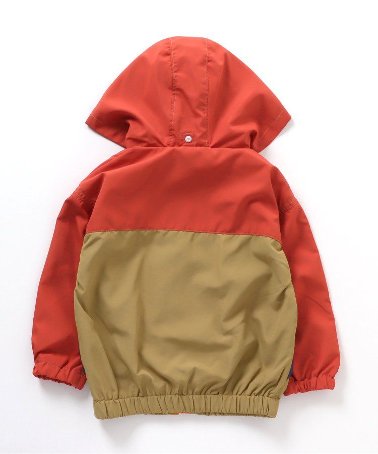 日本 BREEZE - 防潑水繽紛撞色連帽休閒外套-土耳其藍x棕