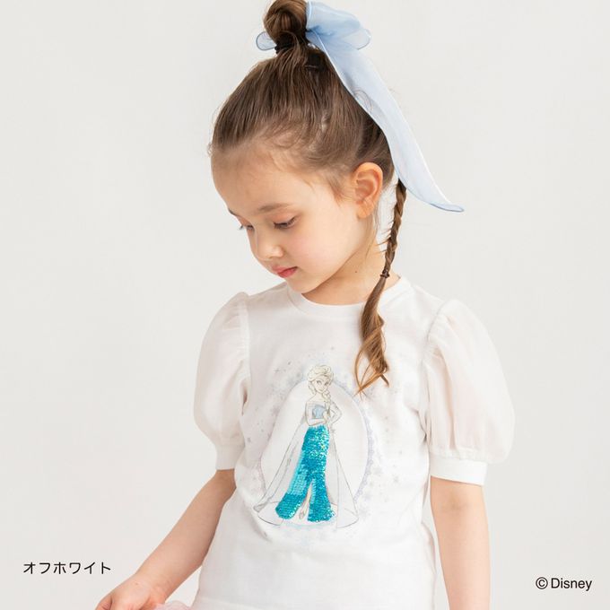 日本 BRANSHES - 迪士尼限定 亮片雪紡澎澎短袖上衣-卡通人物樂佩-粉紫