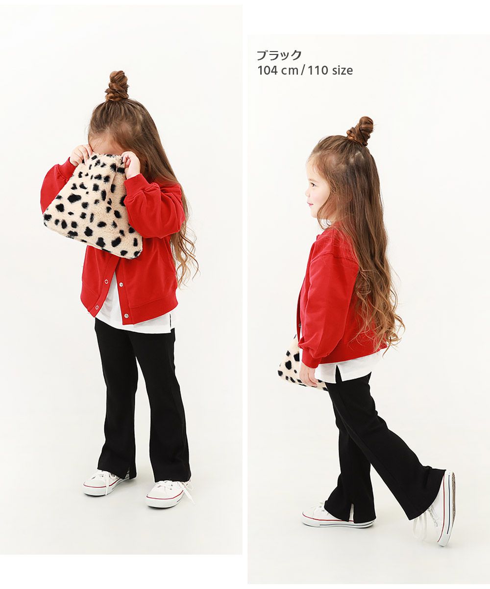 日本 devirock - 俐落羅紋開衩喇叭寬褲-軍綠