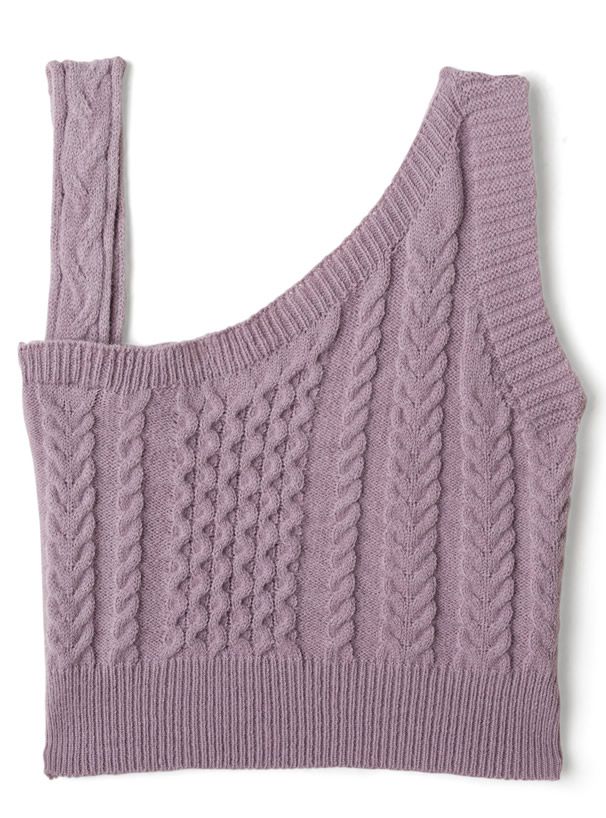 日本 GRL - 不對稱剪裁針織背心+短版外套兩件組-紫