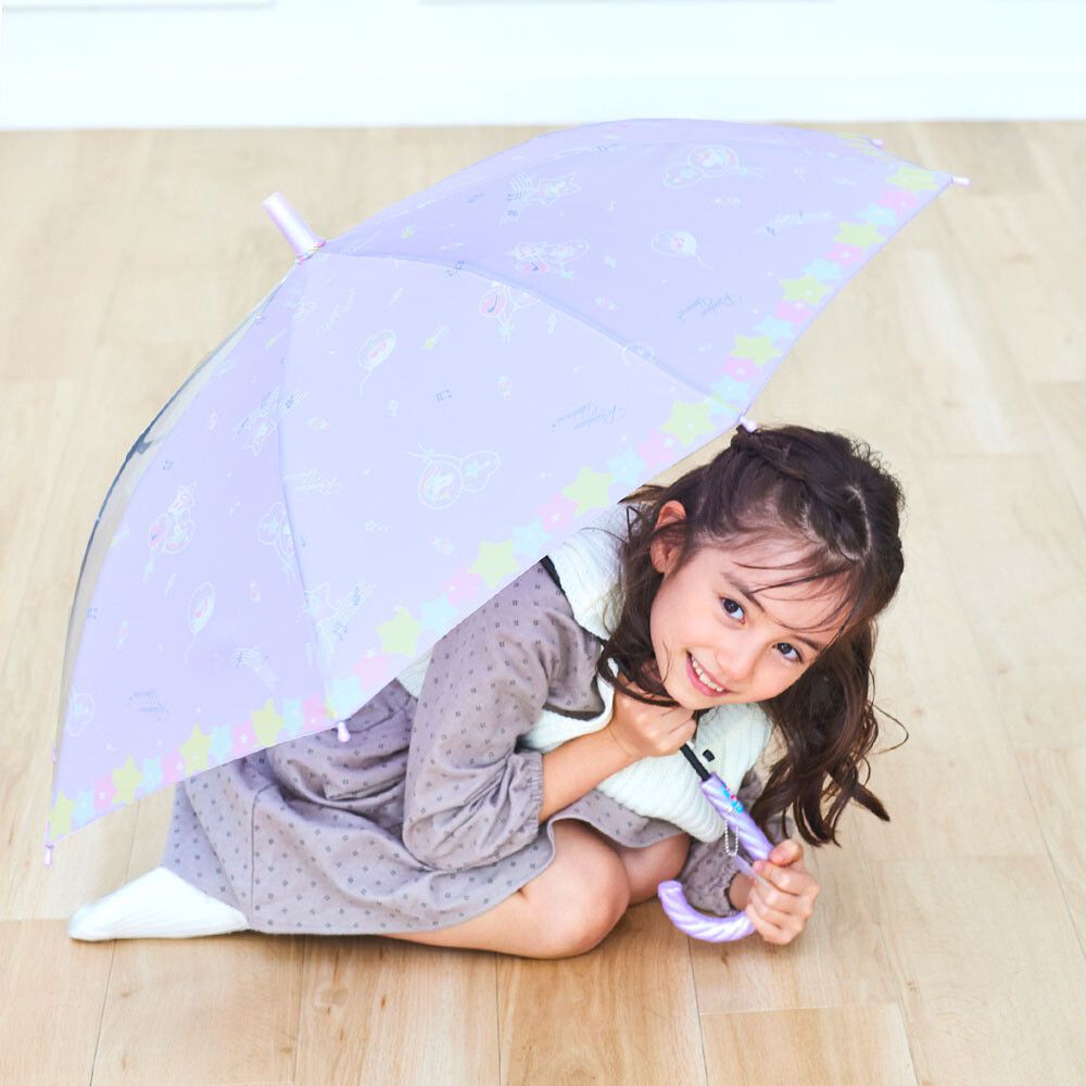 日本中谷 - 透明窗設計兒童雨傘/直傘-星星汽球-水藍 (50cm(身高115-125cm))