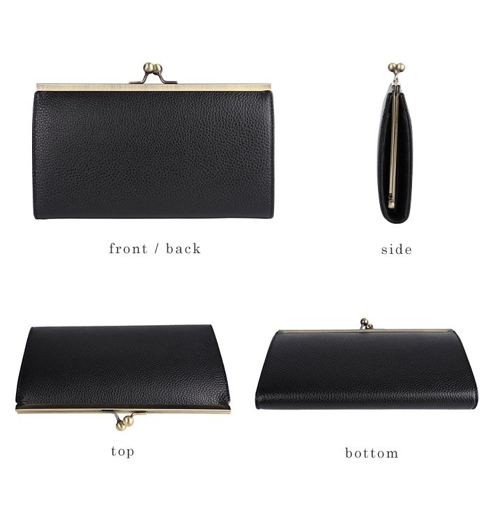 日本 LIZDAYS - 大容量分層口金真皮長夾/皮夾-湖水綠 (11x20x2.5cm)