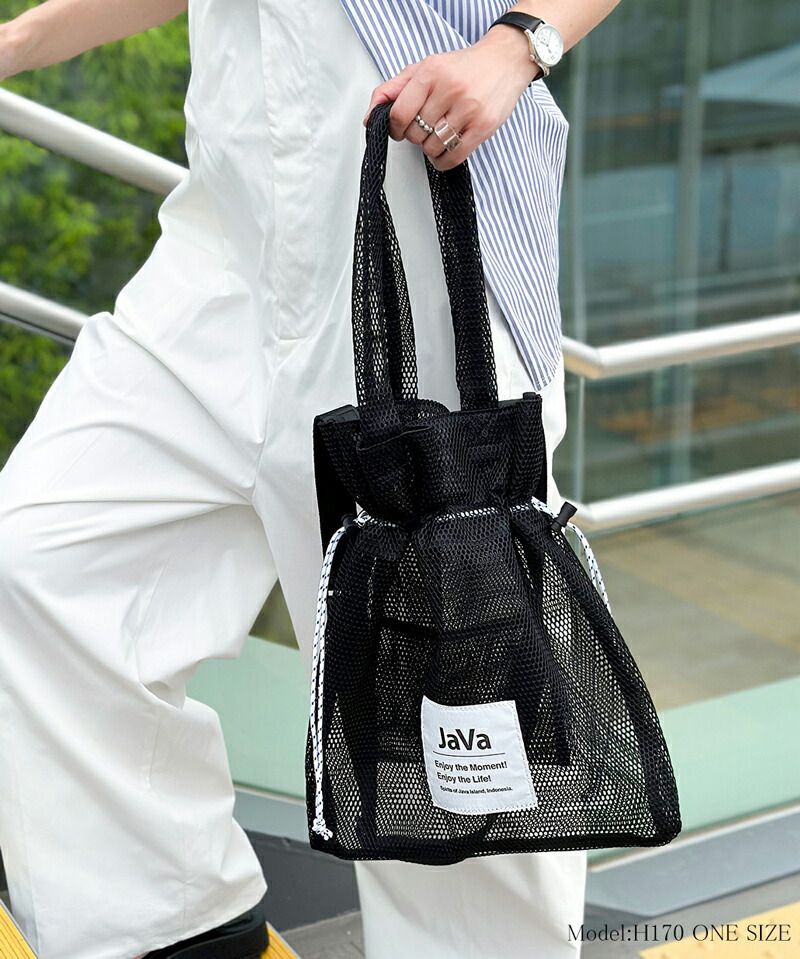 日本 Classical Elf - Java聯名 休閒抽繩洞洞提袋-深藍