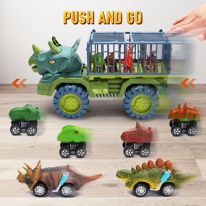 CuteStone - 兒童仿真三角龍運輸車套裝玩具20件組