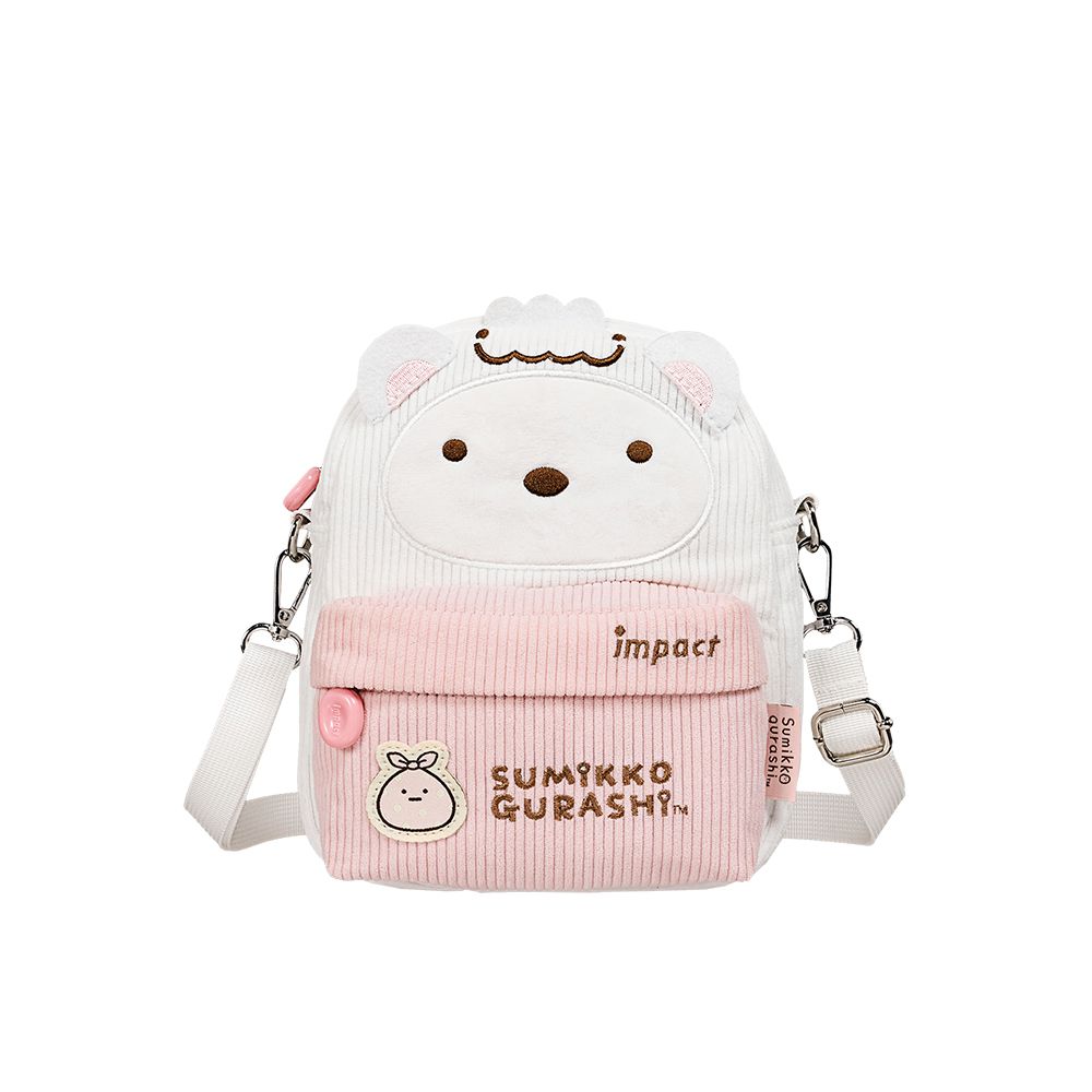 角落小夥伴-白熊 燈芯絨兩用小側包-白配粉 IMQSG011WT