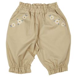 akachan honpo - 7分褲-平織 刺繡-淺卡其色