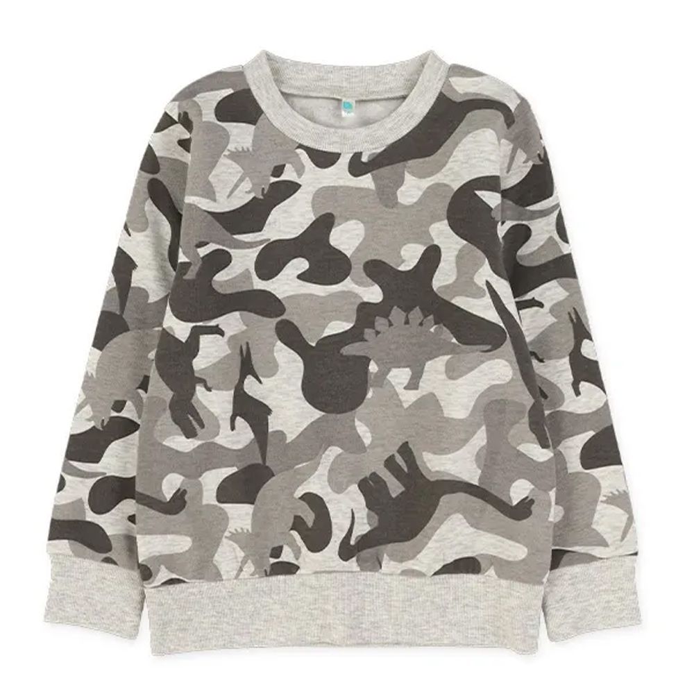 帥氣恐龍迷彩裏起毛長袖上衣-灰