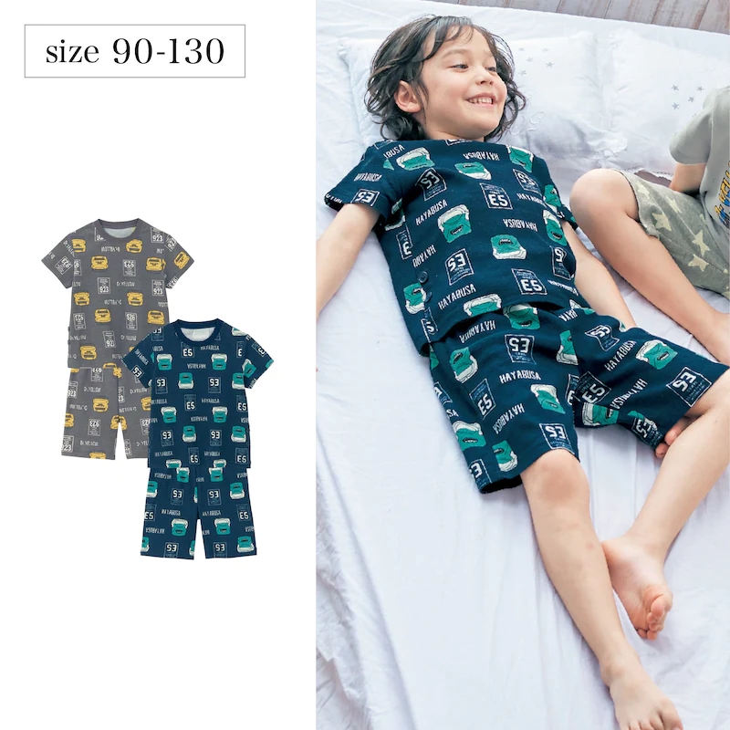 日本千趣會 - 新幹線  純棉短袖家居服/睡衣-隼號列車-藍綠