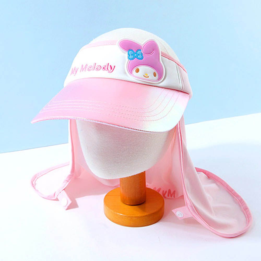 2way 可拆式遮脖布絢彩遮陽帽-卡通人物美樂蒂-粉 (頭圍約52~54cm)