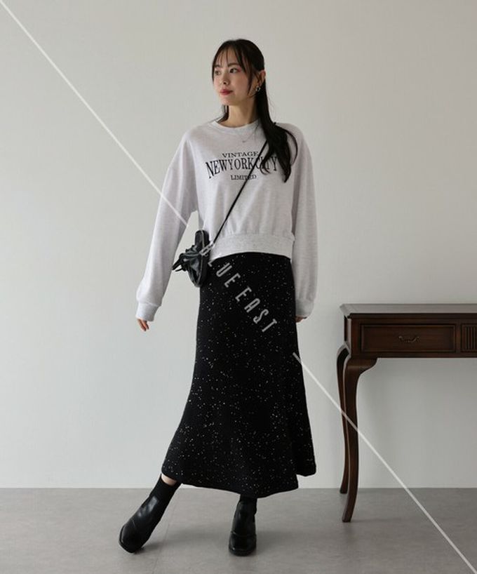 日本 BLUE EAST - 閃耀亮片針織美型魚尾裙-白