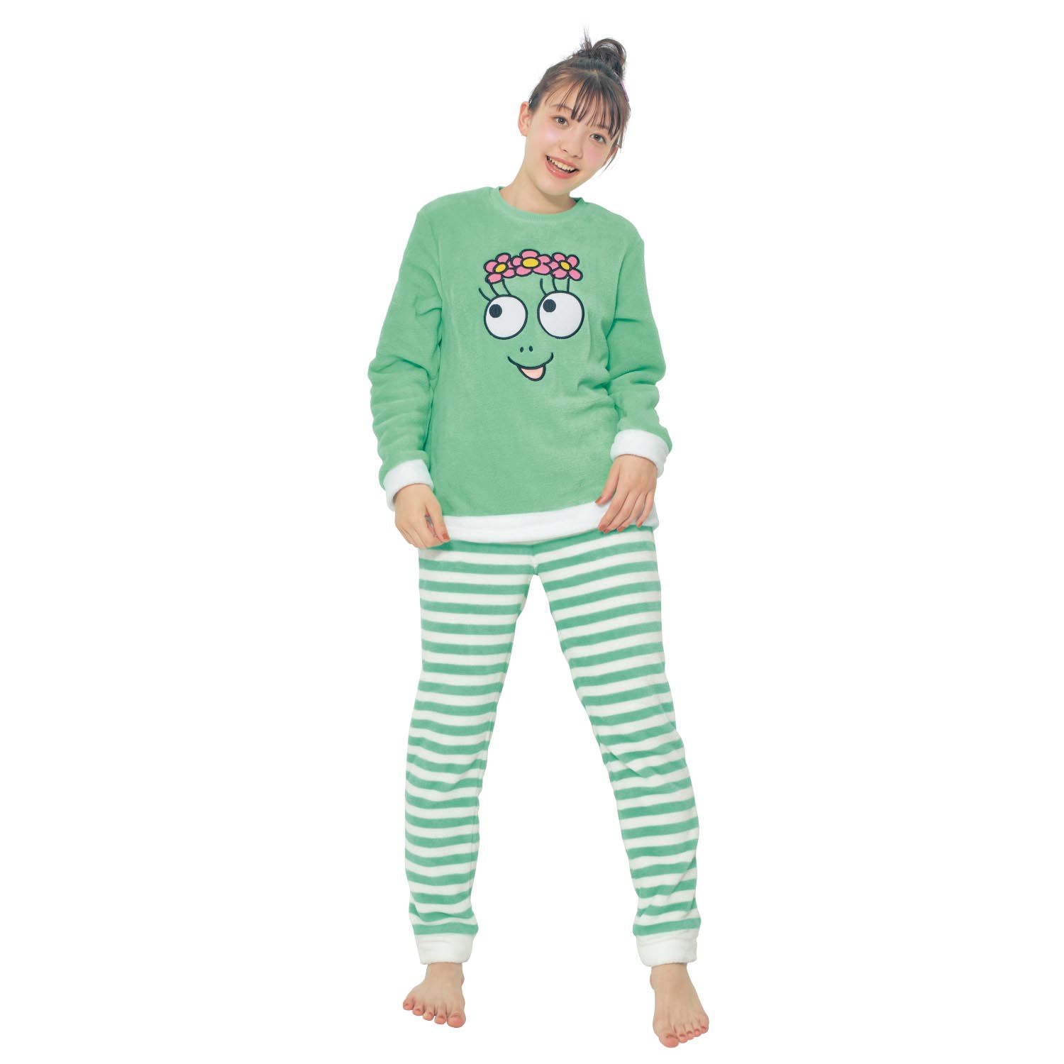 日本千趣會 - 泡泡先生fleece保暖長袖家居服/睡衣-薄荷綠