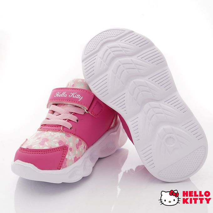 hello kitty 小花電燈炫亮款(中小童段)-休閒鞋-粉