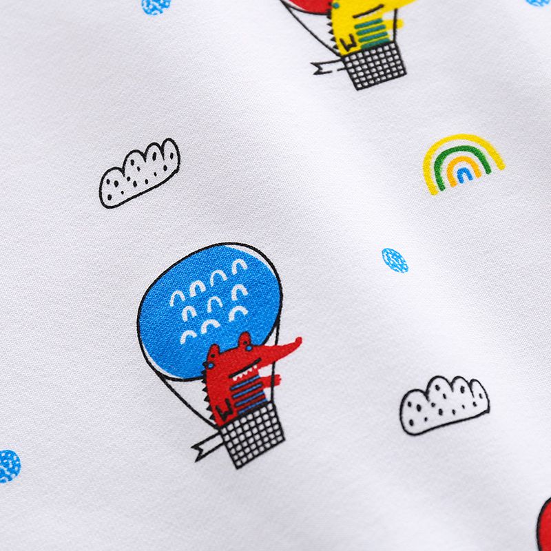 WELLKIDS - 圓領棉質長袖上衣/大學T-繽紛熱氣球-湖水藍