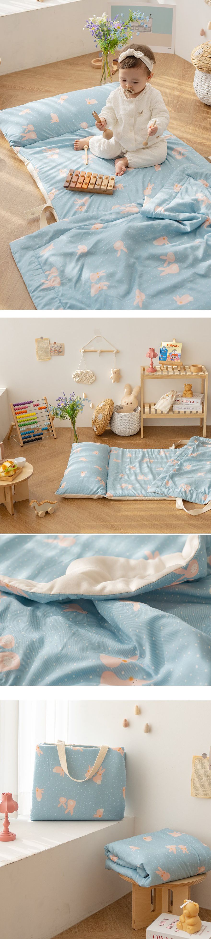 韓國 Formongde - 莫代爾5cm厚墊雙面用睡袋/寢具(附防水收納袋)-星空兔兔-*此款售完不補