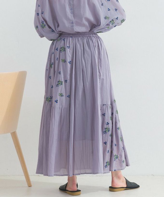 日本 Lupilien - 100%印度棉 優美植物刺繡長裙-薄荷