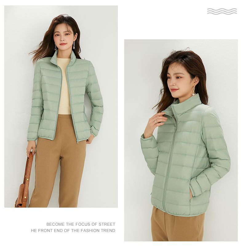 成人輕薄立領羽絨外套(女款)-淺灰色