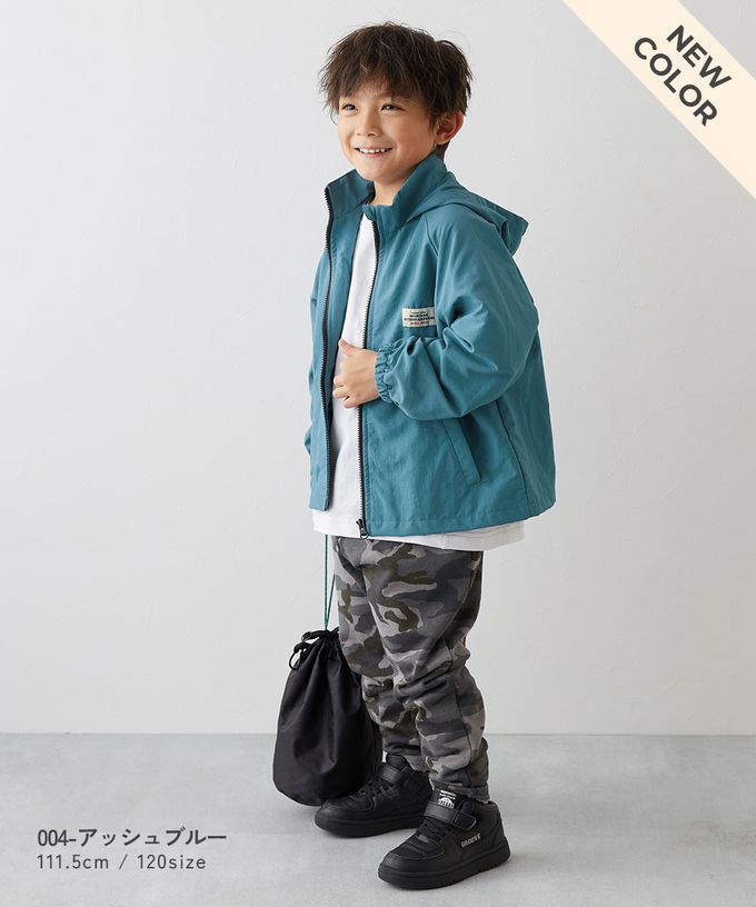 日本 devirock - 防潑水 網眼輕量風衣外套(帽可收)-卡其X黑