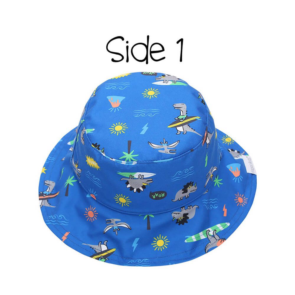 加拿大 flapjackkids - 雙面輕量遮陽帽/防曬帽-恐龍
