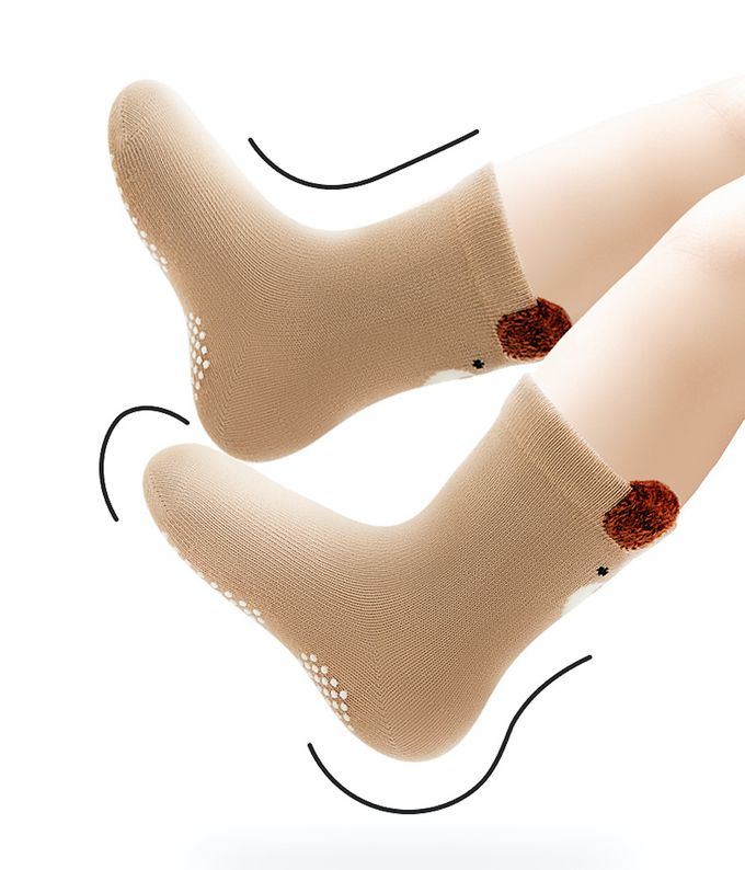 立體毛毛耳朵小動物無骨點膠防滑短筒襪