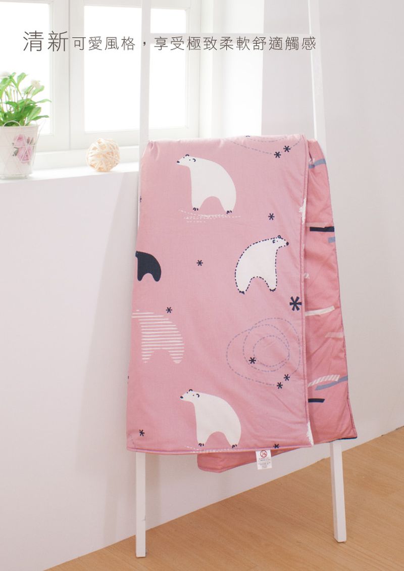 鴻宇 HongYew - 防螨抗菌100%美國棉兒童涼被-小白熊-2008-粉