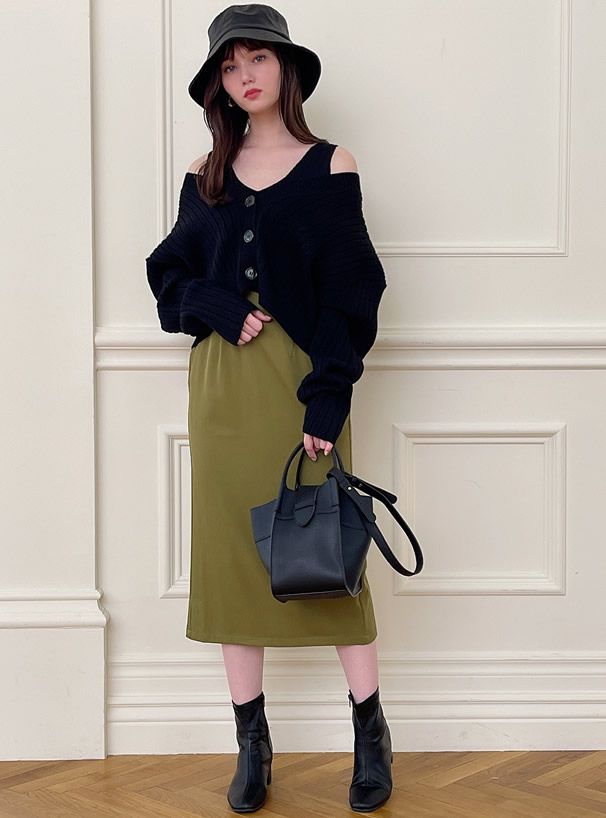 日本 GRL - 2way仿皮大開口托特包/側背包-棕