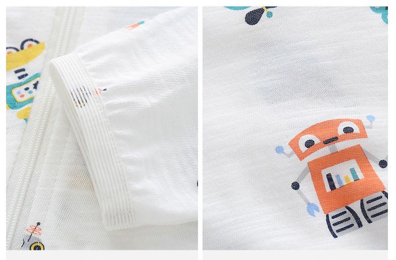 純棉連帽防曬外套/空調外套-小小機器人-白色