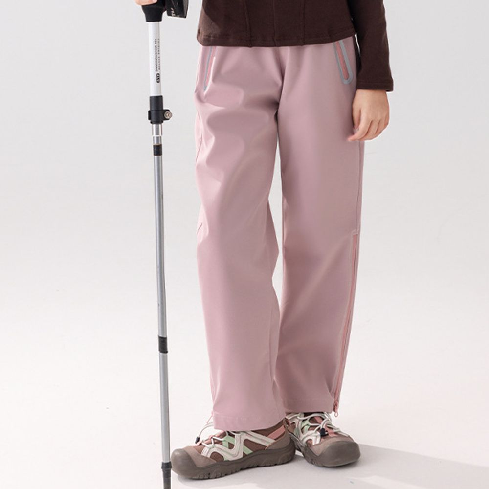 4級防潑水褲腳拉鍊休閒長褲-粉色