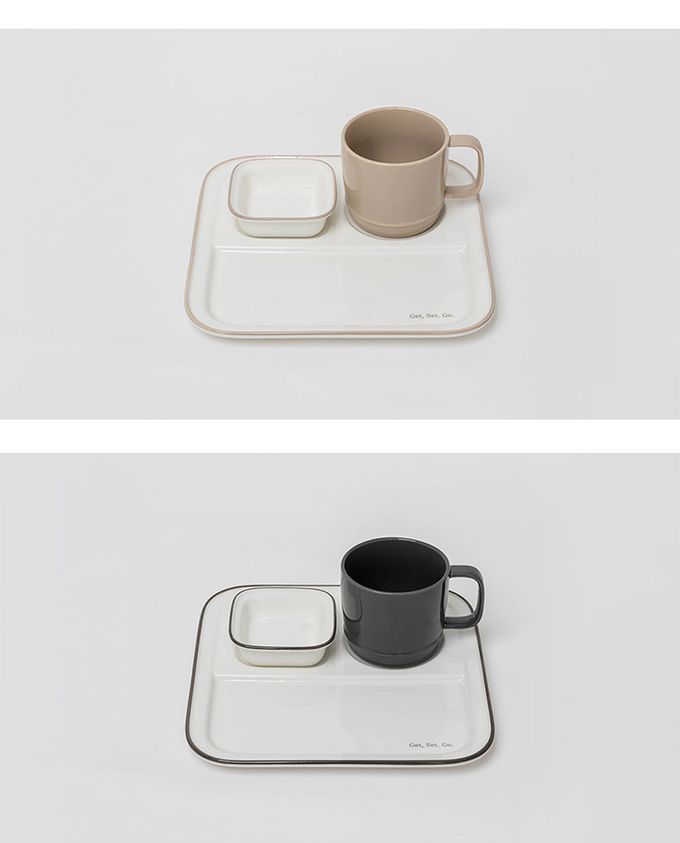 韓國 SSUEIM - RUNDAY系列個人早午餐陶瓷杯盤3件組 (奶茶色)