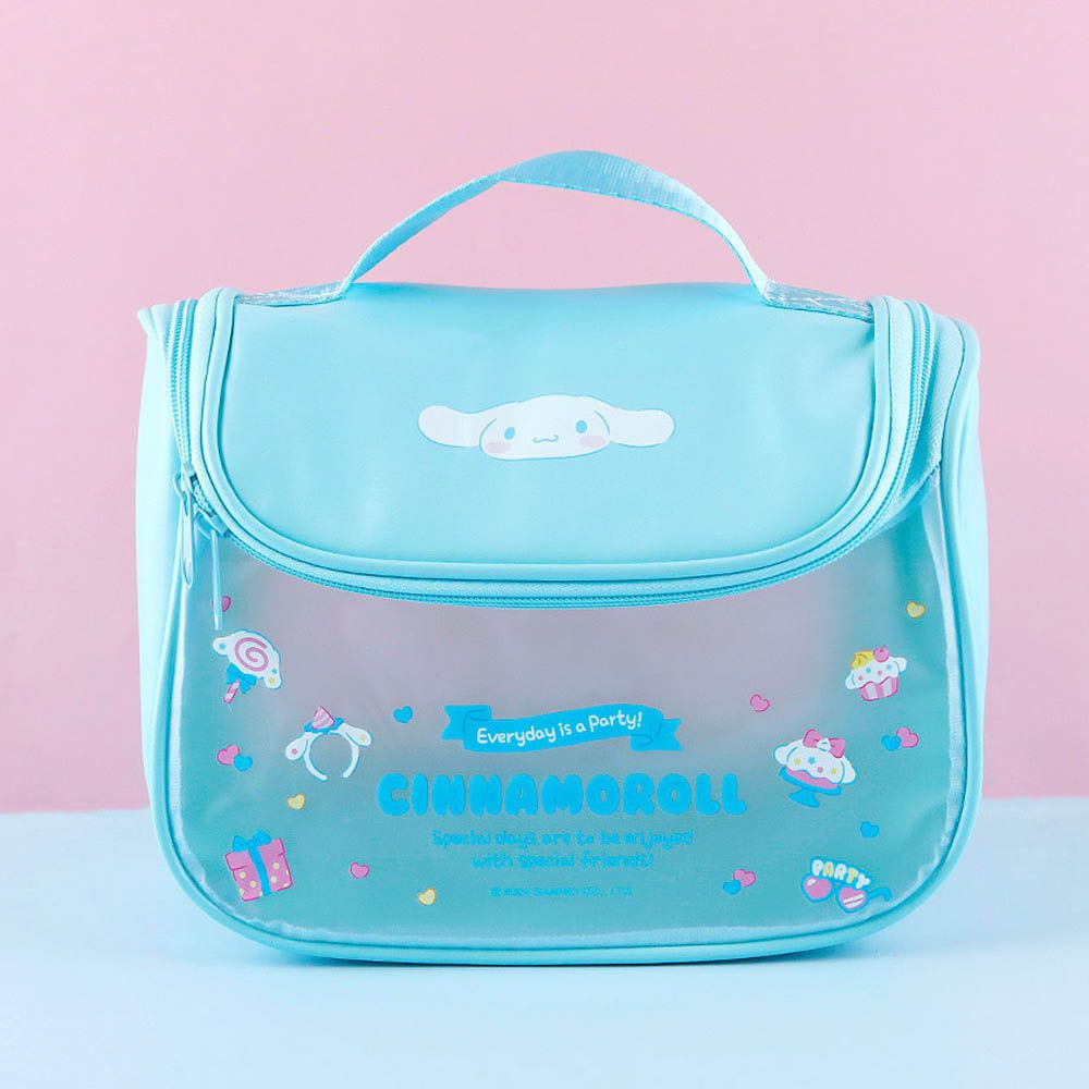 霧面大開口防水化妝包/收納包-卡通人物大耳狗-水藍 (23.5X19cm)