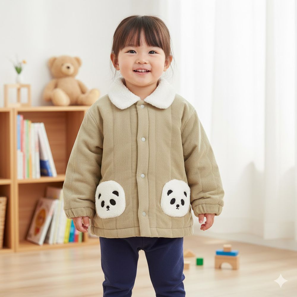 鋪棉夾克 燈芯絨-淺卡其色