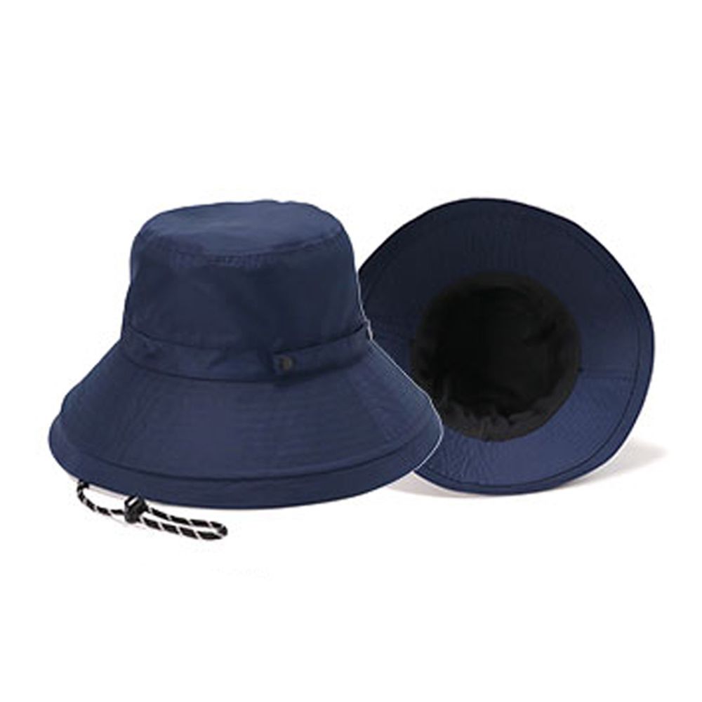 日本 irodori - 抗UV可捲收防潑水遮陽帽(附防風帽帶)-大人款-海軍藍