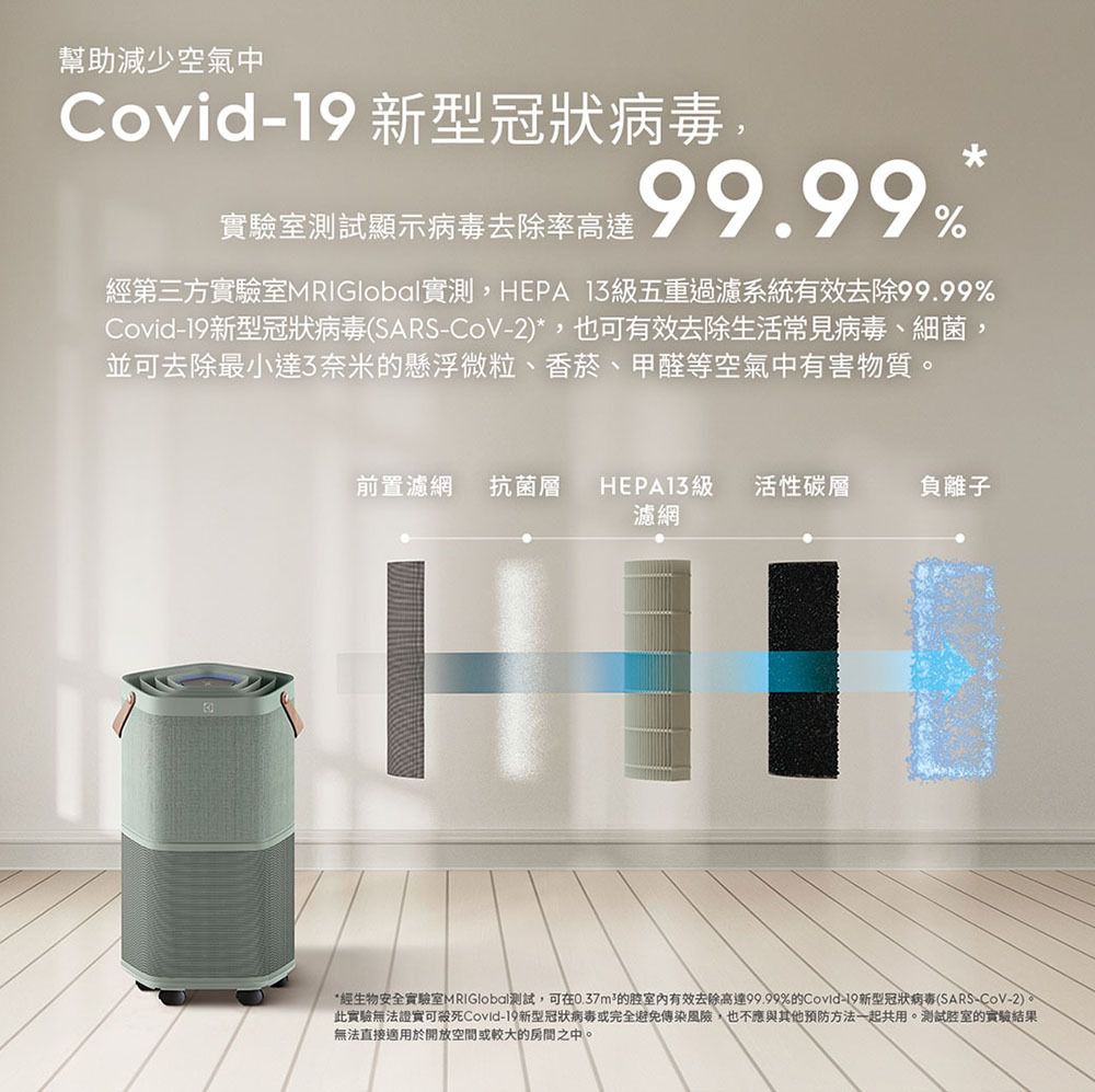 Electrolux 伊萊克斯 - 高效能抗菌空氣清淨機Pure A9.2(22坪內適用)-贈活性碳淨味抗菌濾網(EFDFRH4)-EP71-56WBA-奶茶棕